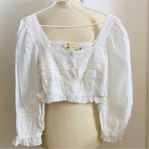 NEW ethereal white peasant crop top